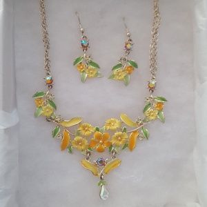 Yellow Floral Fancy Necklace Set -  (N4)